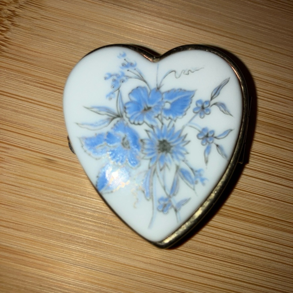 Heart-Shaped Floral Trinket Box
